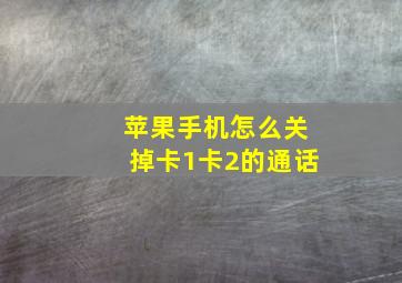 苹果手机怎么关掉卡1卡2的通话