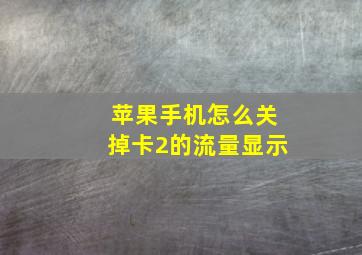 苹果手机怎么关掉卡2的流量显示