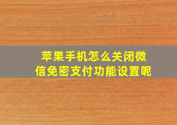 苹果手机怎么关闭微信免密支付功能设置呢