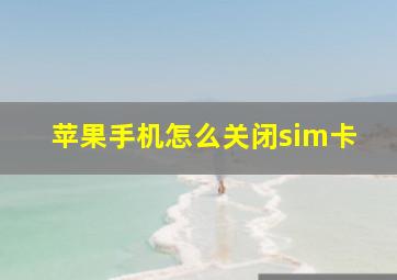 苹果手机怎么关闭sim卡