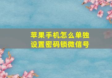 苹果手机怎么单独设置密码锁微信号