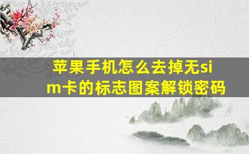 苹果手机怎么去掉无sim卡的标志图案解锁密码