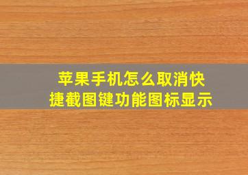 苹果手机怎么取消快捷截图键功能图标显示