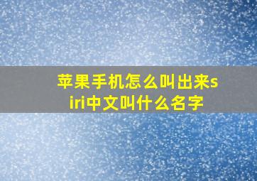 苹果手机怎么叫出来siri中文叫什么名字