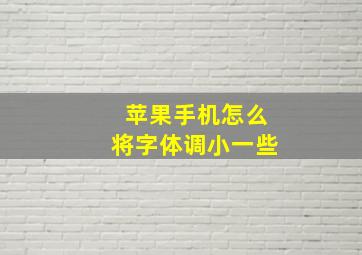 苹果手机怎么将字体调小一些