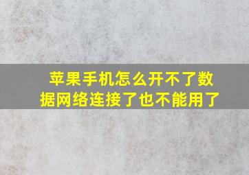 苹果手机怎么开不了数据网络连接了也不能用了