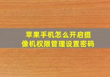 苹果手机怎么开启摄像机权限管理设置密码