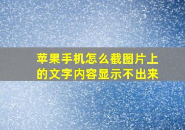 苹果手机怎么截图片上的文字内容显示不出来