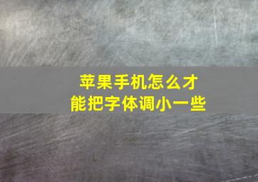 苹果手机怎么才能把字体调小一些