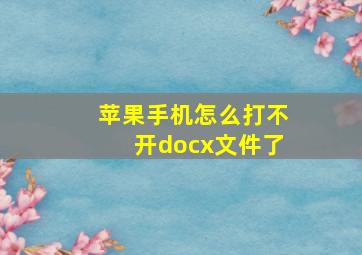 苹果手机怎么打不开docx文件了