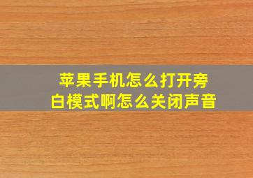 苹果手机怎么打开旁白模式啊怎么关闭声音