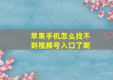 苹果手机怎么找不到视频号入口了呢