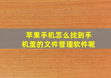 苹果手机怎么找到手机里的文件管理软件呢