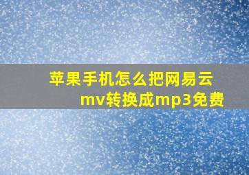 苹果手机怎么把网易云mv转换成mp3免费