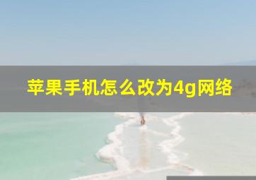 苹果手机怎么改为4g网络