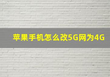 苹果手机怎么改5G网为4G