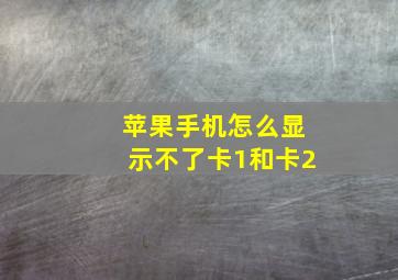 苹果手机怎么显示不了卡1和卡2