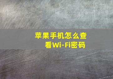 苹果手机怎么查看Wi-Fi密码