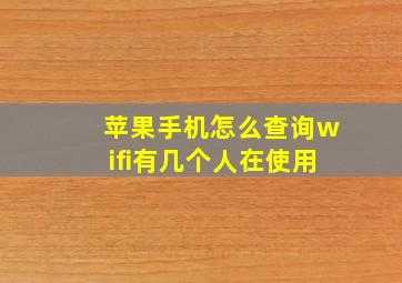 苹果手机怎么查询wifi有几个人在使用