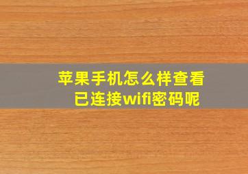 苹果手机怎么样查看已连接wifi密码呢