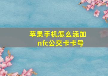 苹果手机怎么添加nfc公交卡卡号