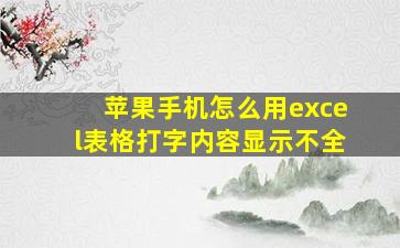 苹果手机怎么用excel表格打字内容显示不全