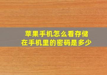 苹果手机怎么看存储在手机里的密码是多少