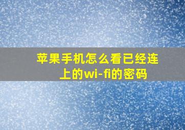 苹果手机怎么看已经连上的wi-fi的密码