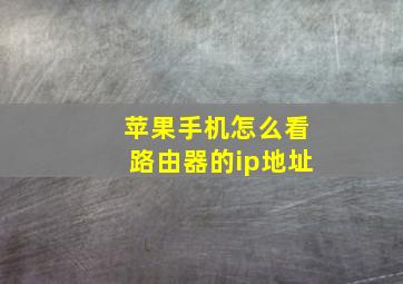 苹果手机怎么看路由器的ip地址