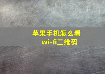 苹果手机怎么看wi-fi二维码