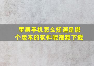 苹果手机怎么知道是哪个版本的软件呢视频下载