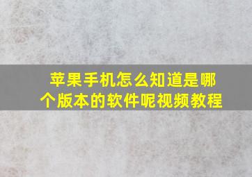 苹果手机怎么知道是哪个版本的软件呢视频教程