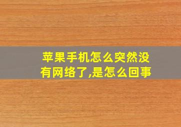 苹果手机怎么突然没有网络了,是怎么回事