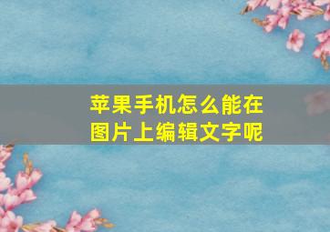 苹果手机怎么能在图片上编辑文字呢