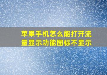 苹果手机怎么能打开流量显示功能图标不显示