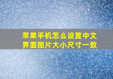 苹果手机怎么设置中文界面图片大小尺寸一致