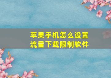 苹果手机怎么设置流量下载限制软件