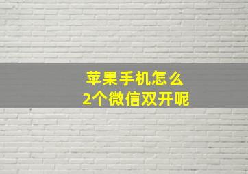 苹果手机怎么2个微信双开呢