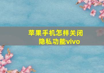 苹果手机怎样关闭隐私功能vivo