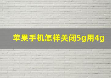 苹果手机怎样关闭5g用4g