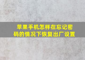 苹果手机怎样在忘记密码的情况下恢复出厂设置