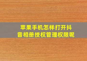 苹果手机怎样打开抖音相册授权管理权限呢