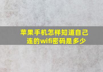 苹果手机怎样知道自己连的wifi密码是多少