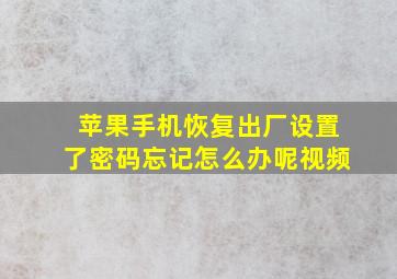 苹果手机恢复出厂设置了密码忘记怎么办呢视频