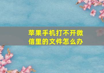 苹果手机打不开微信里的文件怎么办