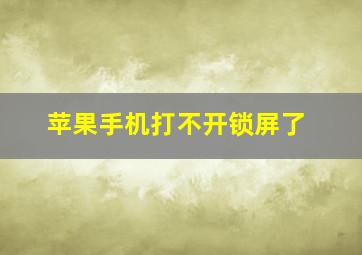 苹果手机打不开锁屏了