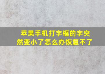 苹果手机打字框的字突然变小了怎么办恢复不了