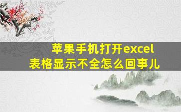 苹果手机打开excel表格显示不全怎么回事儿