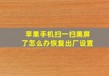 苹果手机扫一扫黑屏了怎么办恢复出厂设置