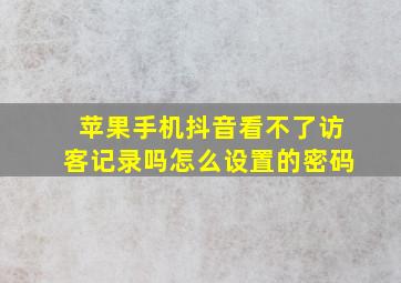 苹果手机抖音看不了访客记录吗怎么设置的密码